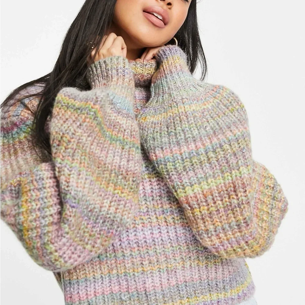 ASOS Topshop Women’s Knit Space Dye Rollneck Pullover Sweater Size 8-10 Medium